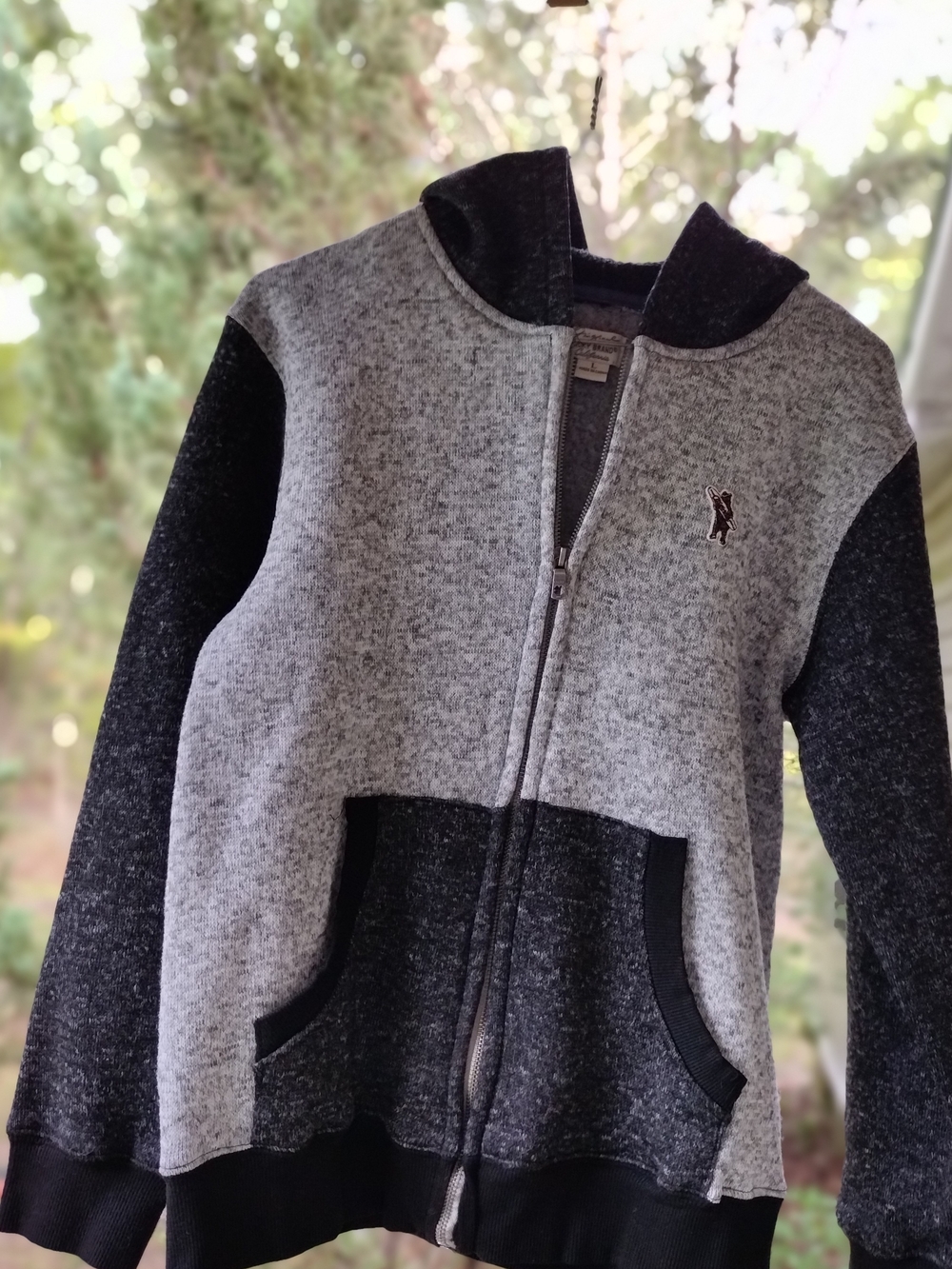 Lucky Brand Two-Tone Gray & Black Zip Hoodie
